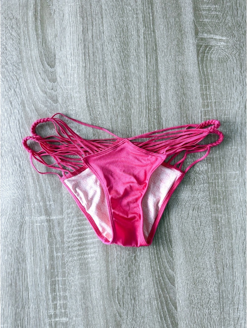 Y2K Strappy Hot Pink Swim Bikini Bottom Braided Summer Victoria Secret